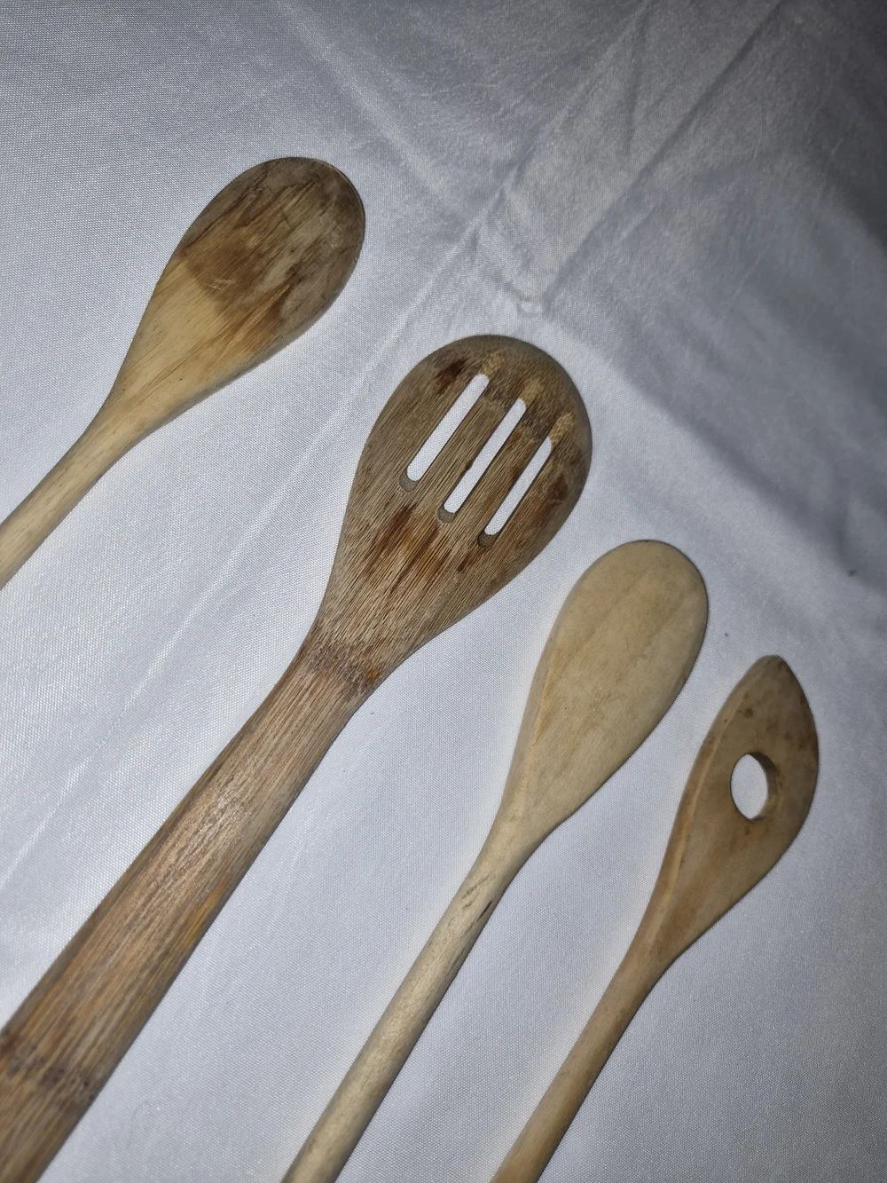 Set of 4 Wooden Cooking Spoons - Natural Wood